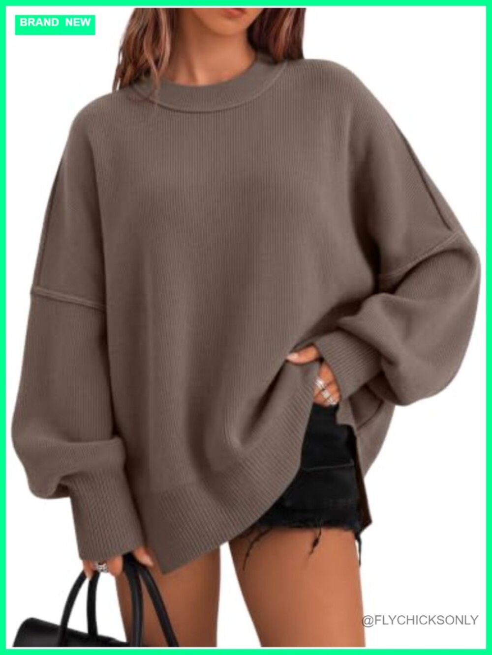 Oversized Crewneck Sweater Long Sleeve Pullover Tunic Top